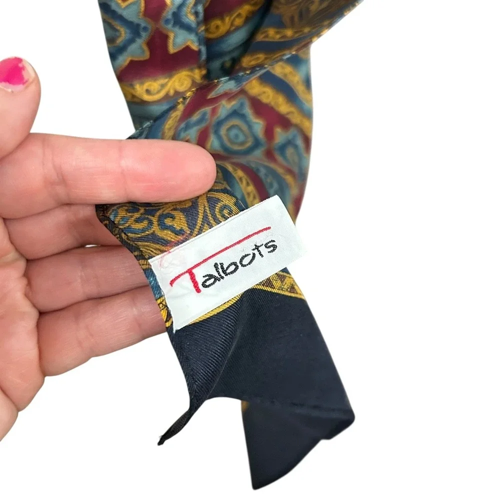 Talbots VTG Silk Scarf‎ Japan Baroque Stripe Jewel Tone Print Classic Elegant